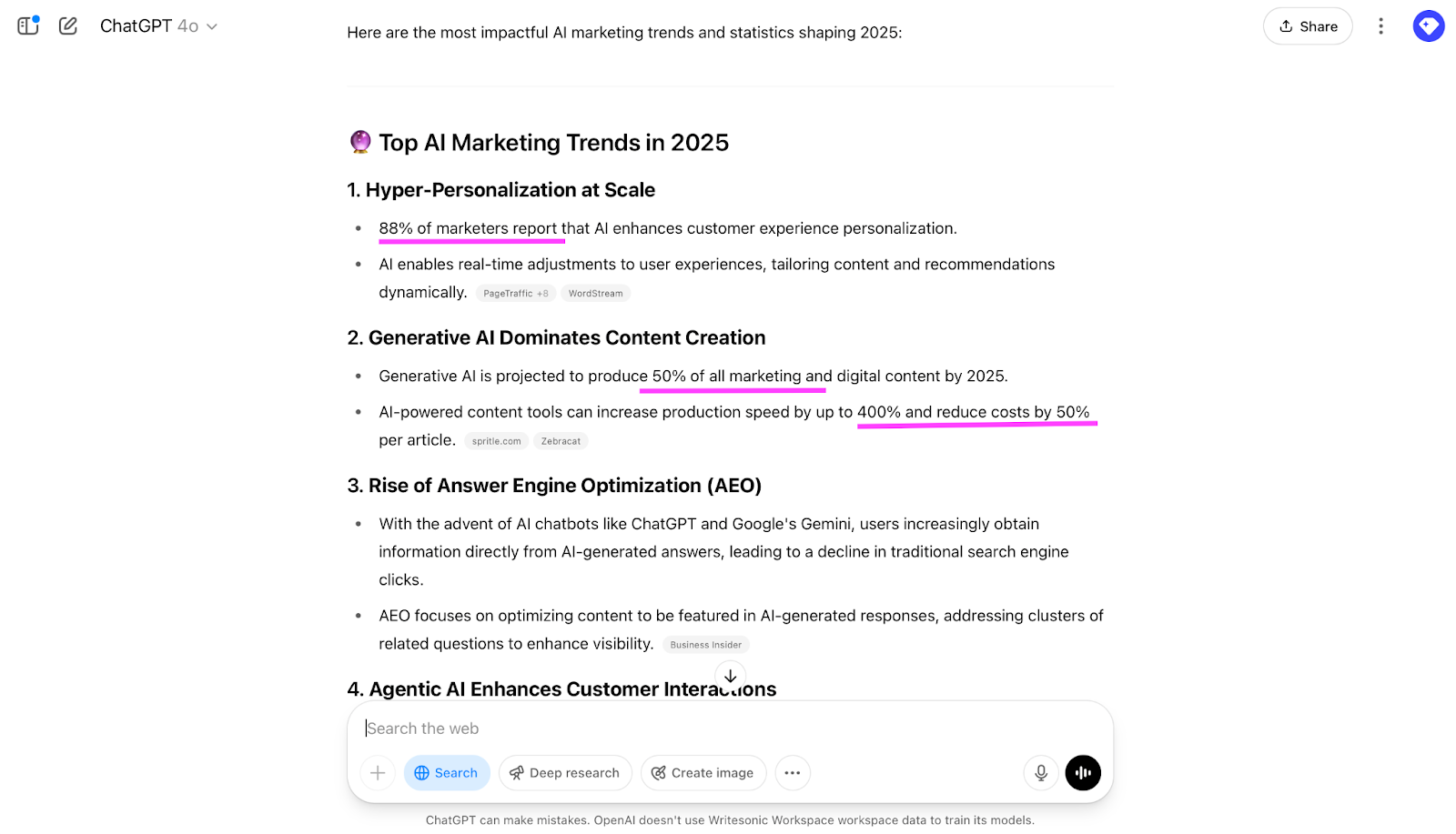 ChatGPT example for creating quote-worthy content - What is LLM Optimization