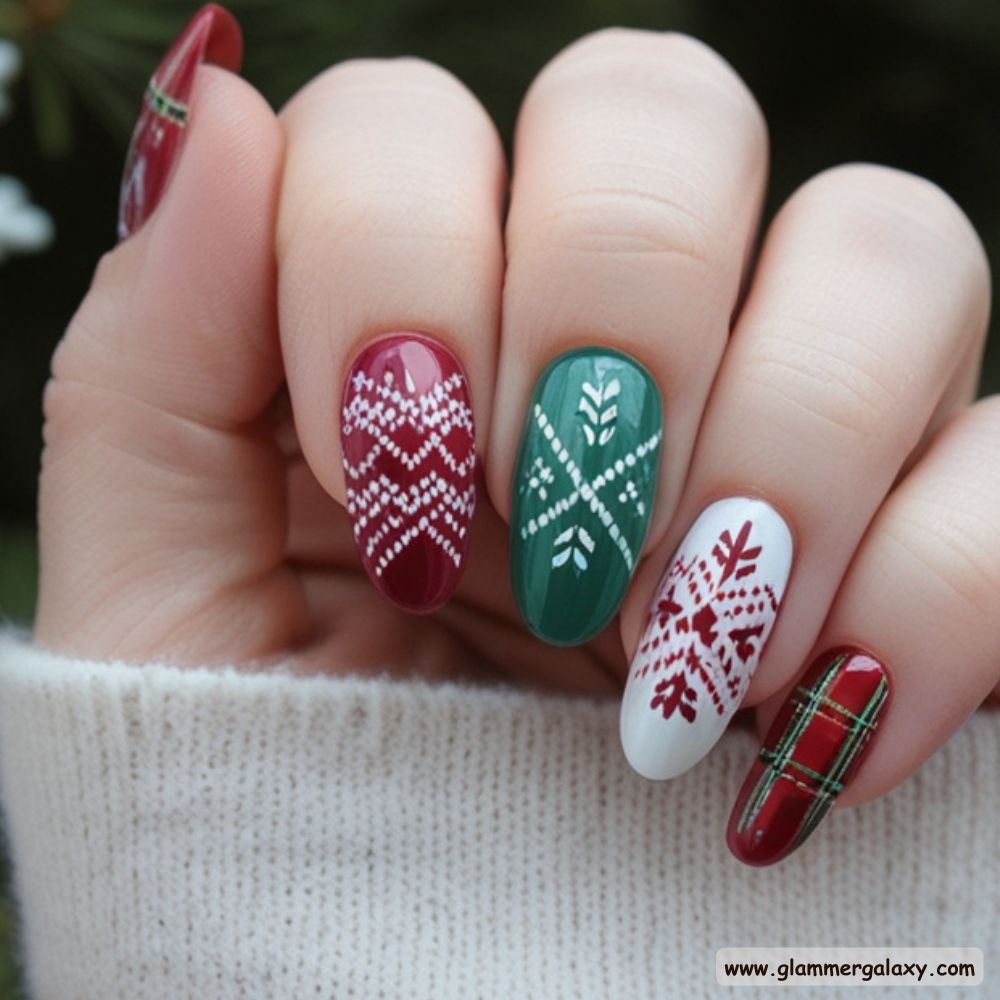 Winter Nail Ideas having Cozy Fair Isle Designs
