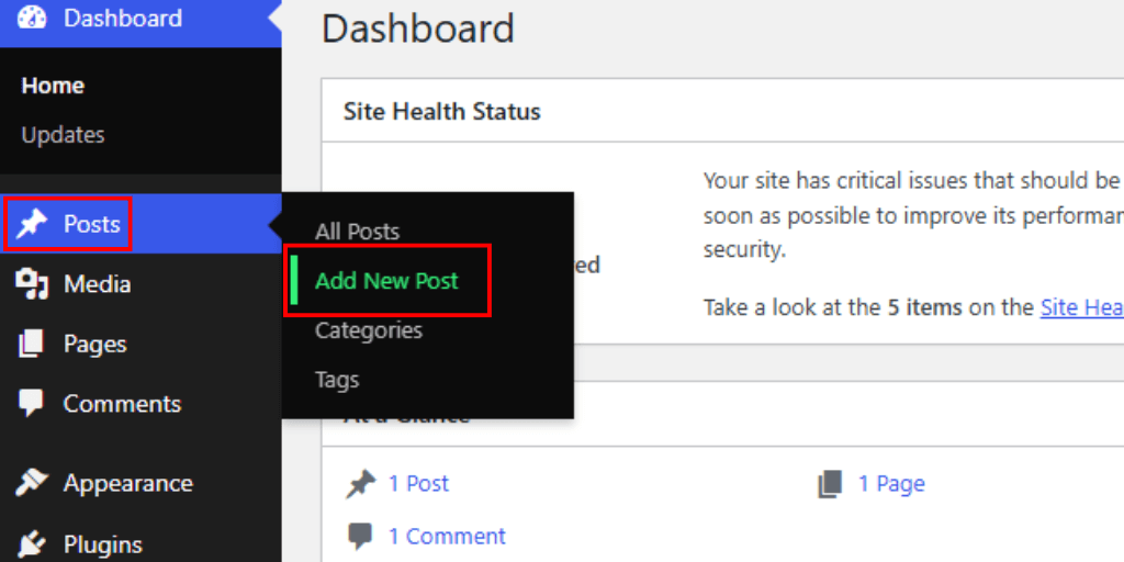 Click Add New Post 