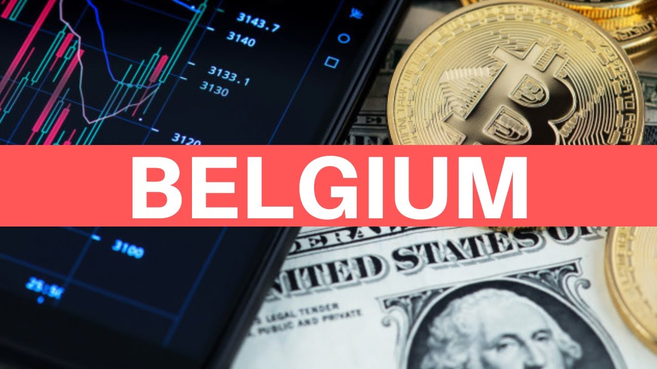 charts, coins, Us dollar, and Belgium text to depict crypto exchanges in Belgium.