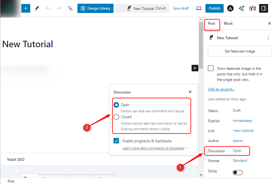 enable or disable comments on an individual post