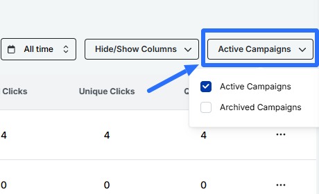 Filter by campaign status