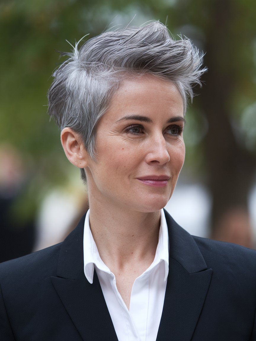 65. Short Feathered Gray Pixie