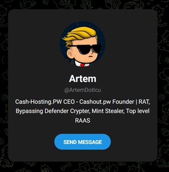 Threat actor’s telegram contact