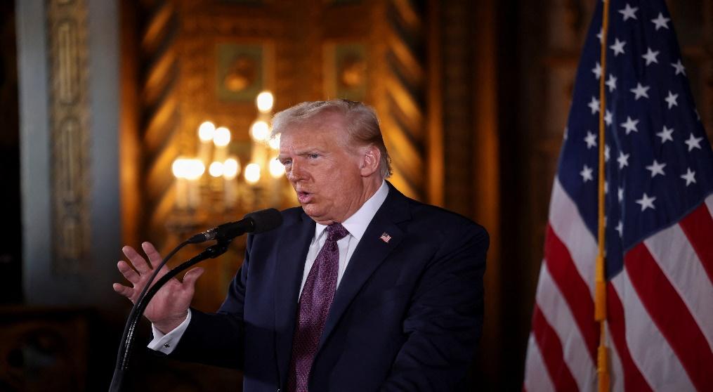 U.S. President-elect Donald Trump makes remarks at Mar-a-Lago in Palm Beach