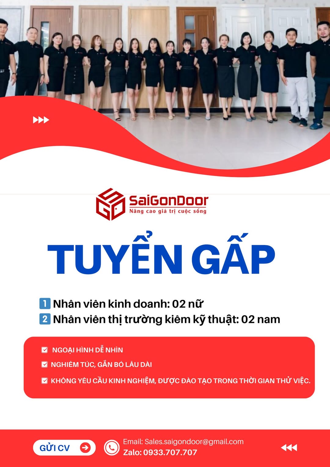 TUYỂN GẤP NHÂN VIÊN