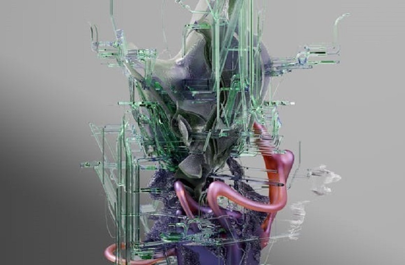 Abstract 3D sculpture with organic shapes