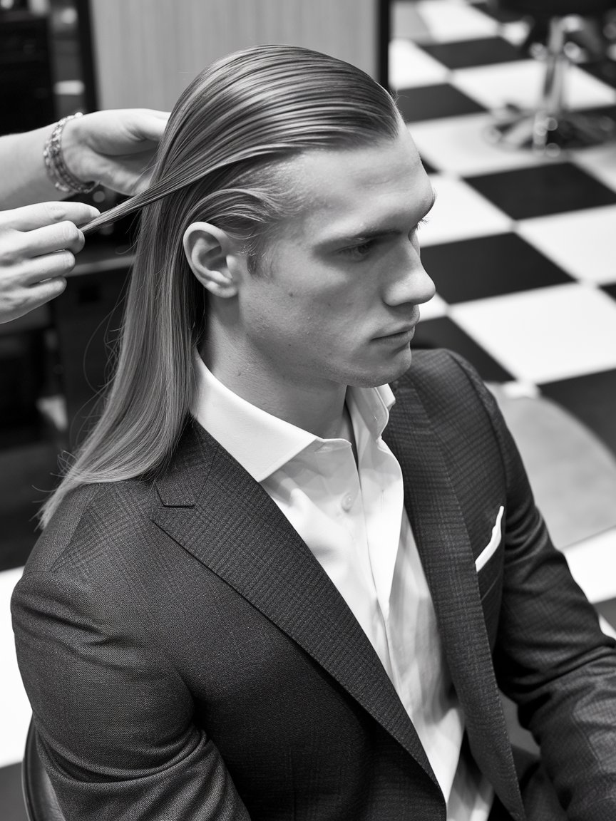 24. Long and Straight with Side Part: Sleek and Elegant