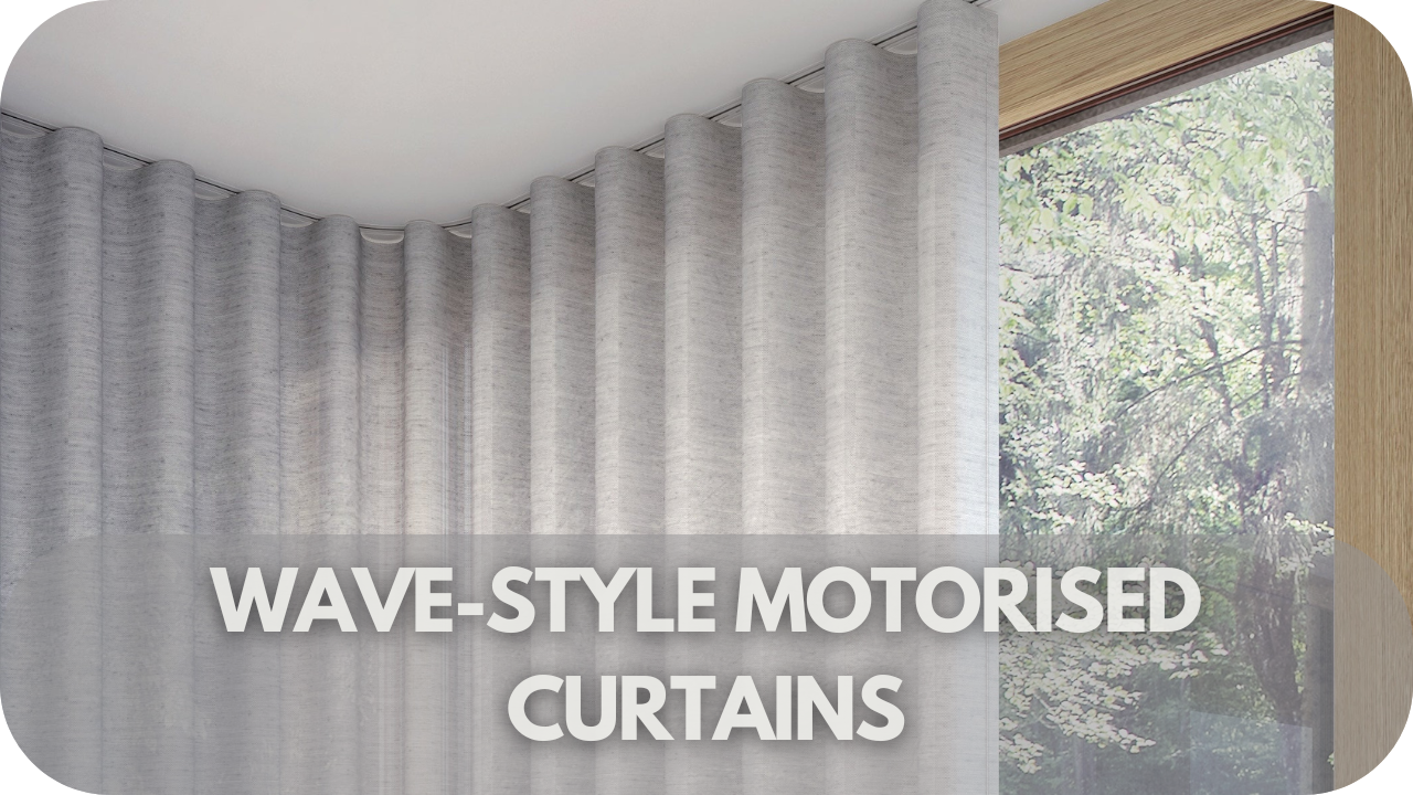 Sleek wave-style motorised curtains that create a smooth, modern look while offering precise light control.