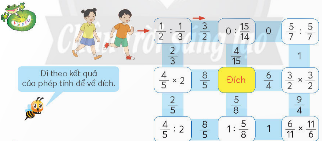 BÀI 75. PHÉP CHIA PHÂN SỐ THỰC HÀNHBài 1:Viết các phép chia thành phép nhânĐáp án chuẩn:                   Bài 2:TínhĐáp án chuẩn:  LUYỆN TẬPBài 1: TínhĐáp án chuẩn:  Bài 2: TínhĐáp án chuẩn:  VUI HỌCĐáp án chuẩn:  KHÁM PHÁ