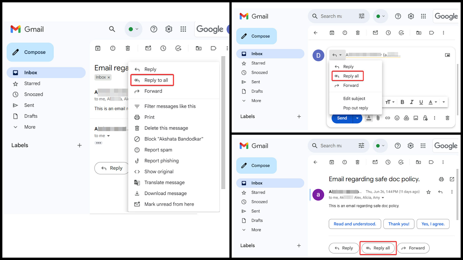 xFanatical Safe Doc blocks the Reply all feature in Gmail
