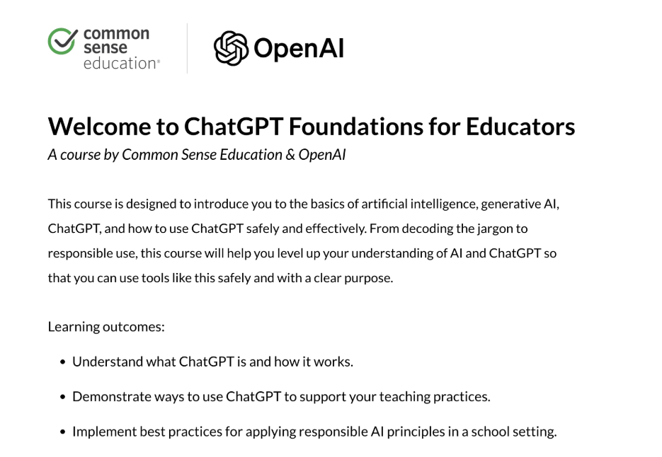 free online course chatgpt for teachers