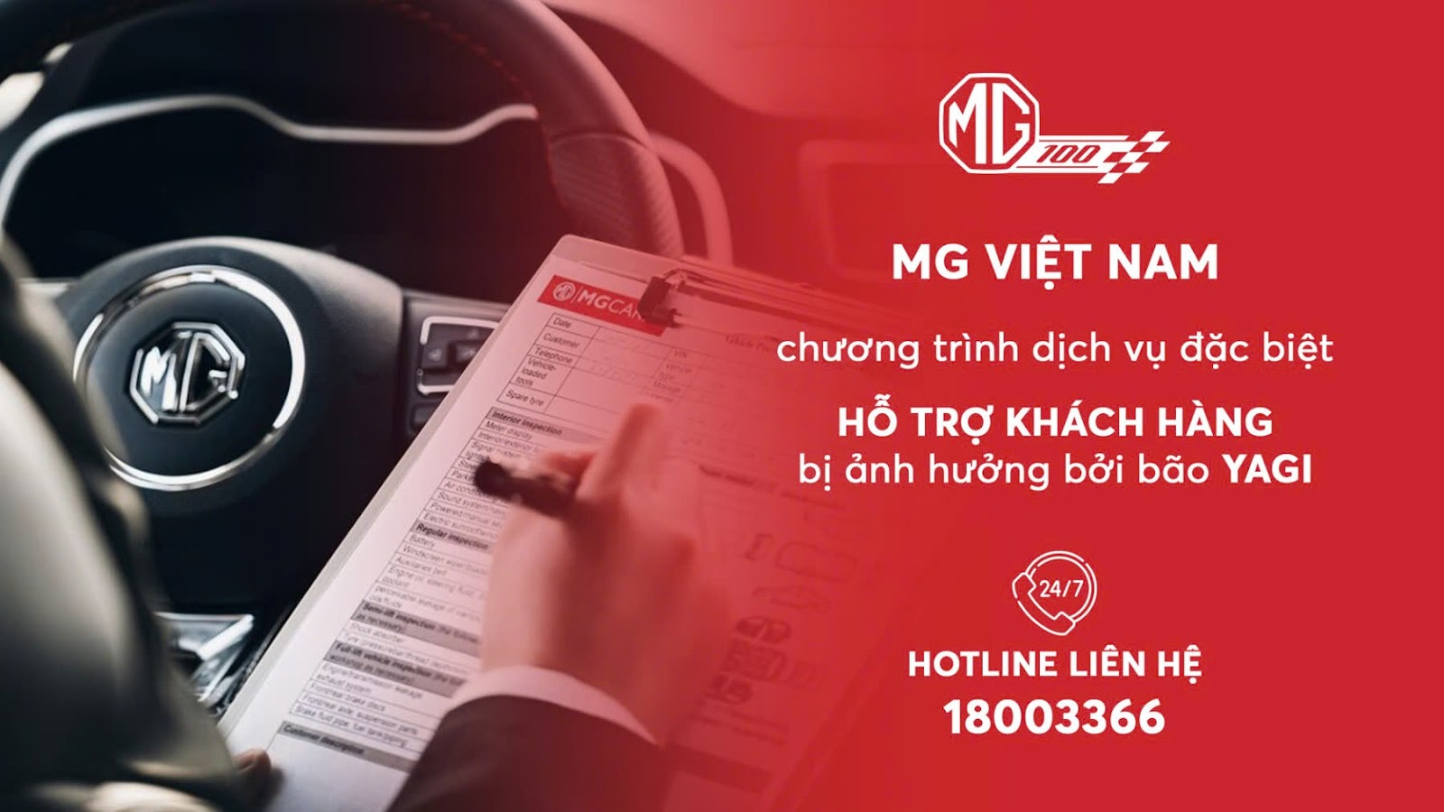 MG Việt Nam triển khai chương trình dịch vụ đặc biệt hỗ trợ các khách hàng sử dụng sản phẩm MG bị ảnh hưởng bởi bão Yagi