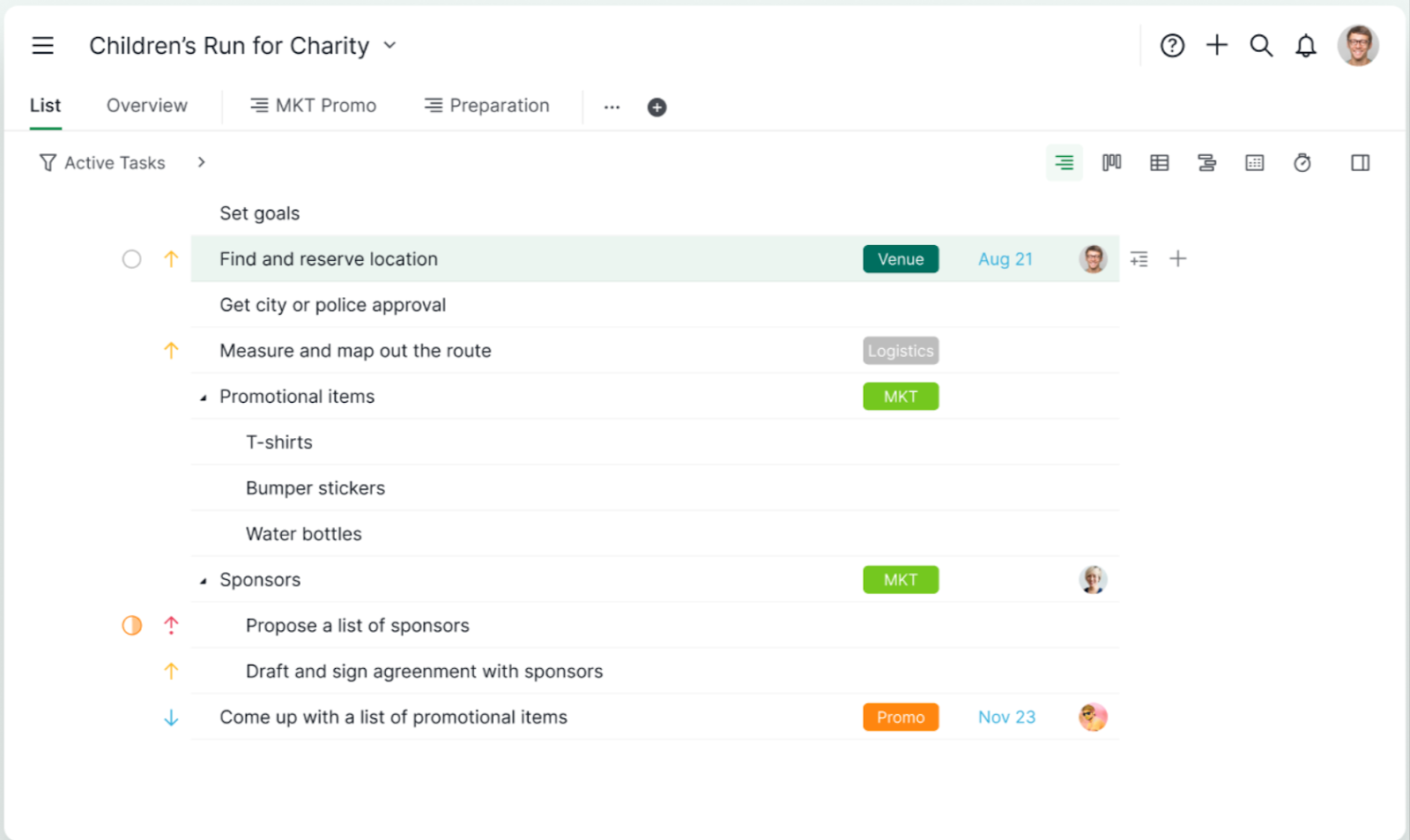 Quire project management dashboard