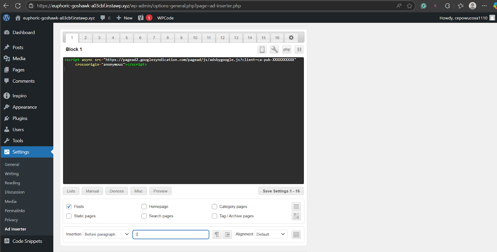 how to add AdSense code