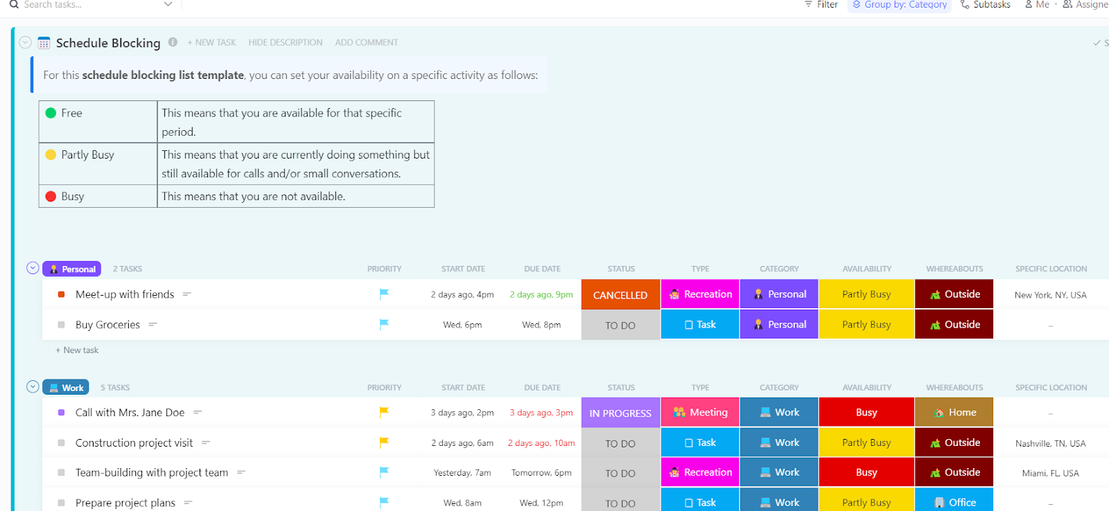 Use ’s Schedule Blocking Template to plan out schedules quickly 