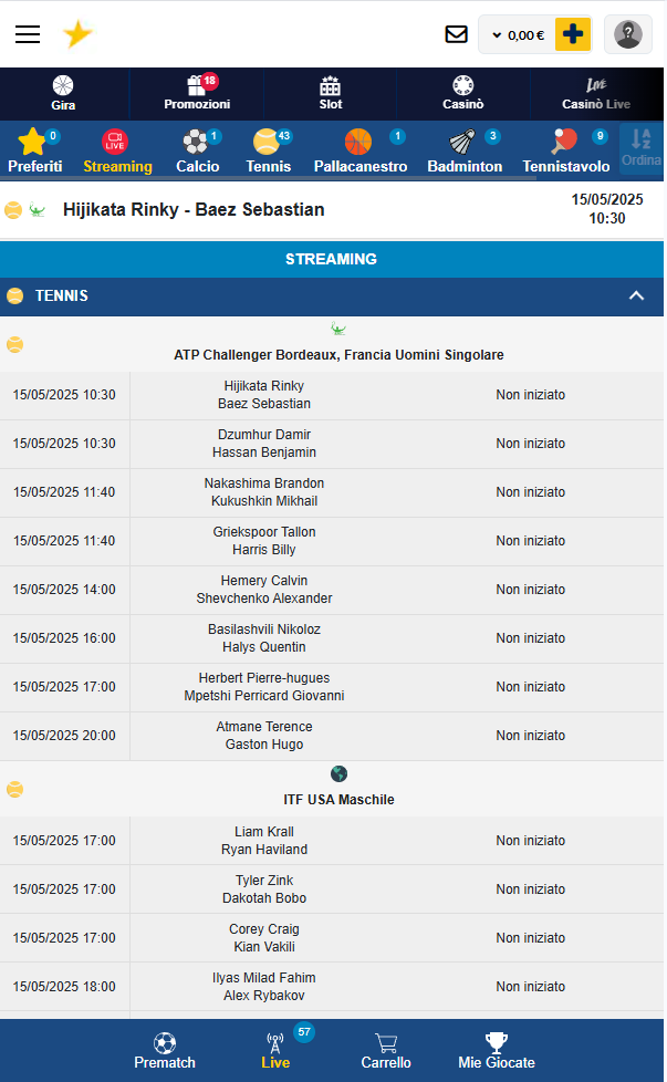 Starvegas Scommesse live