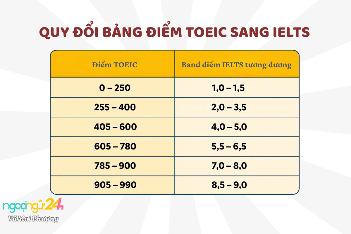 Quy đổi bảng điểm TOEIC sang IELTS