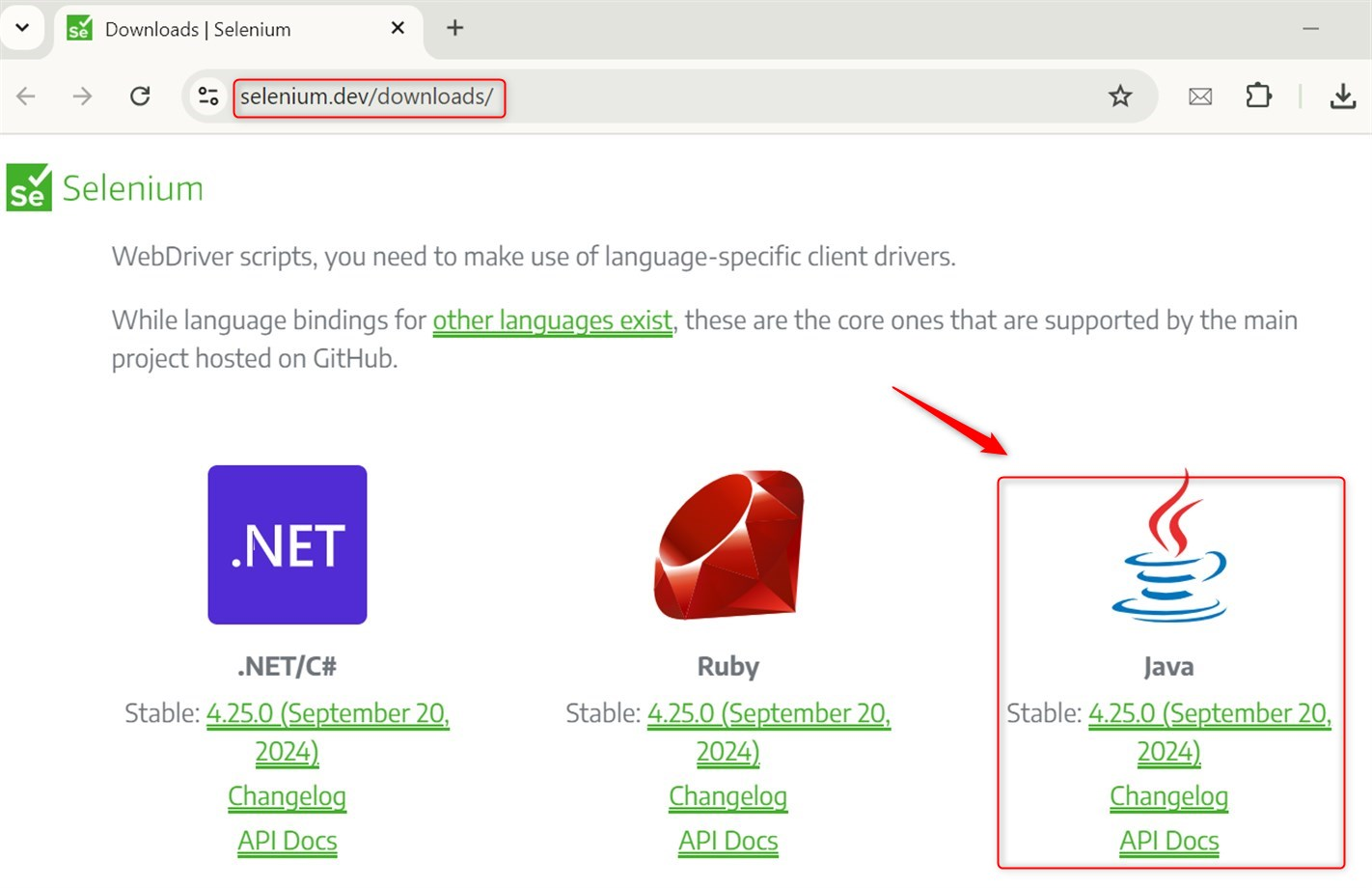 downloading selenium webdriver java client