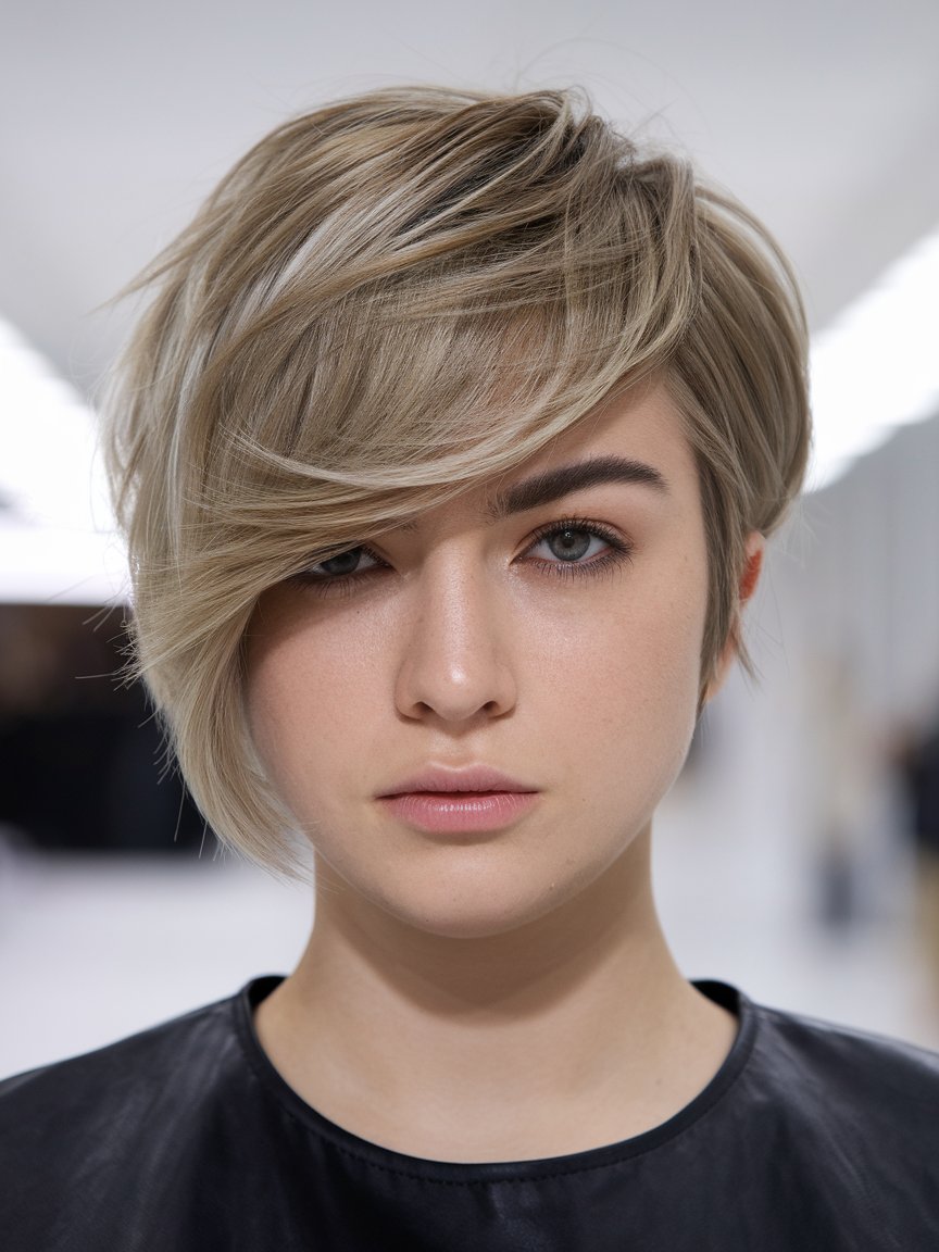 8. Pixie Bob with Side Swept Bangs