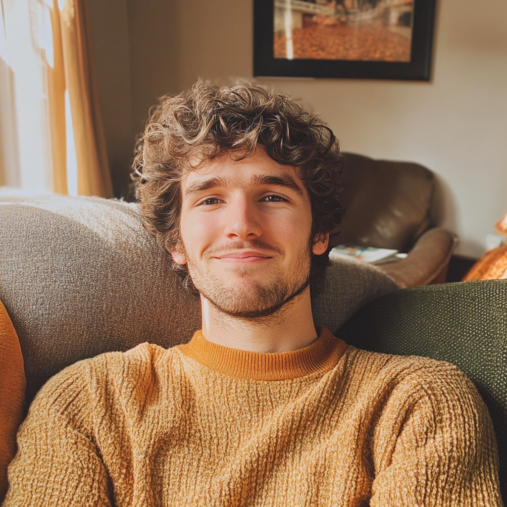 A man sitting on a couch | Source: Midjourney