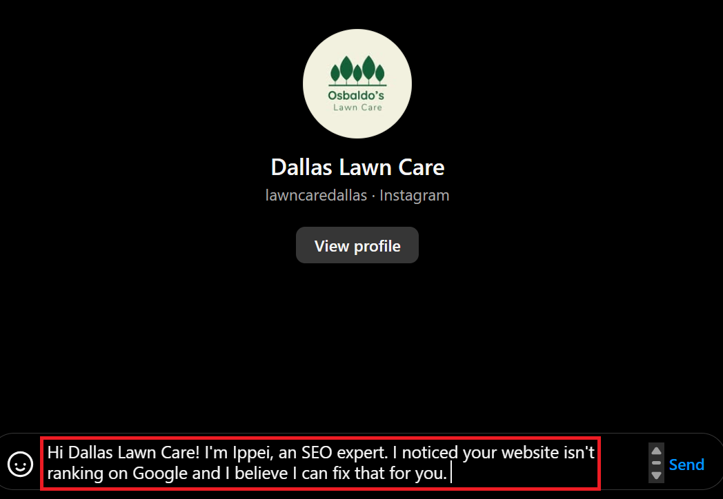 Find drop servicing clients on Instagram DMs