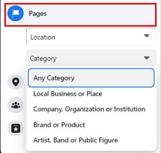 Figure 4 - The Facebook Pages filters