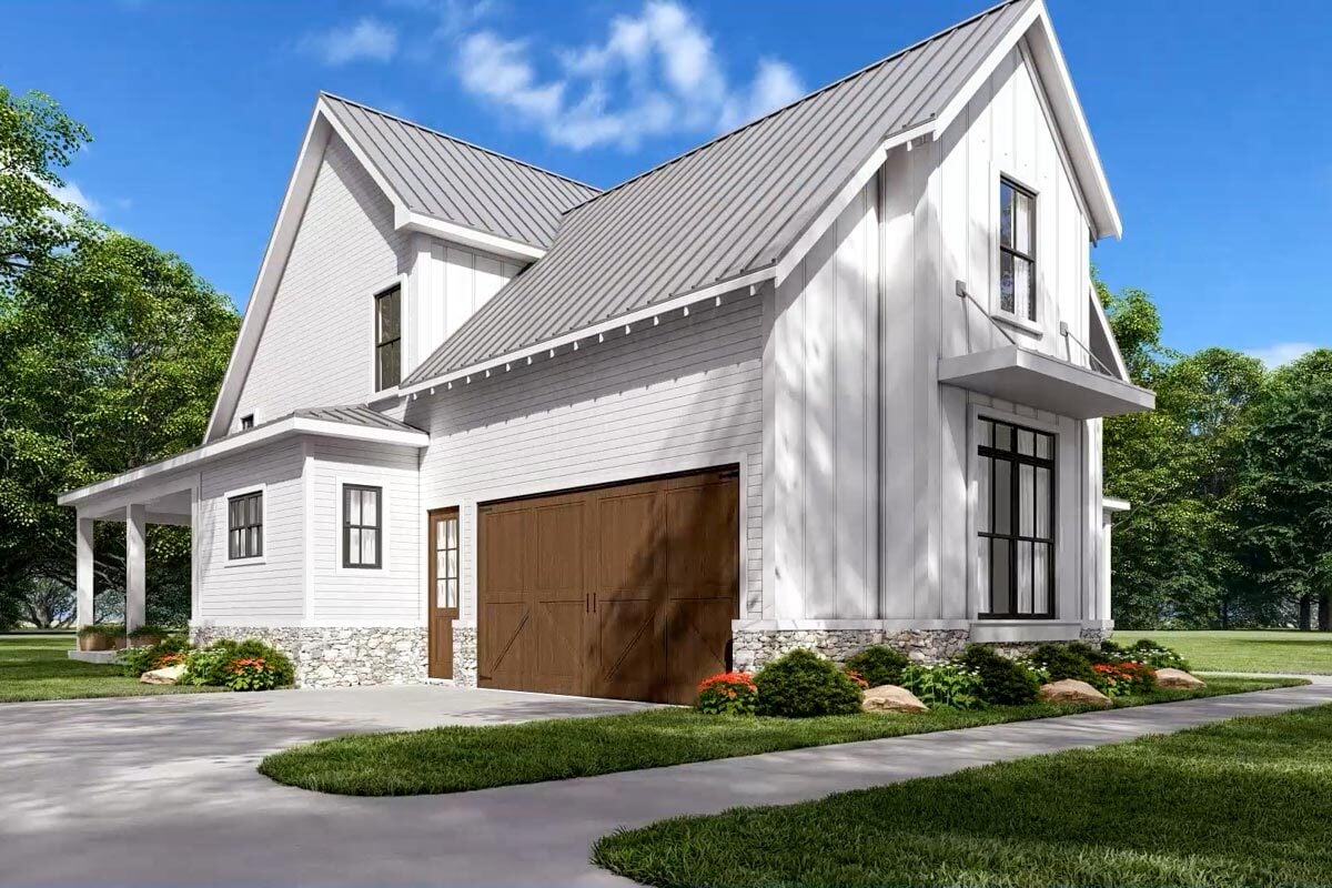 Left rendering of the 3-bedroom two-story country home.