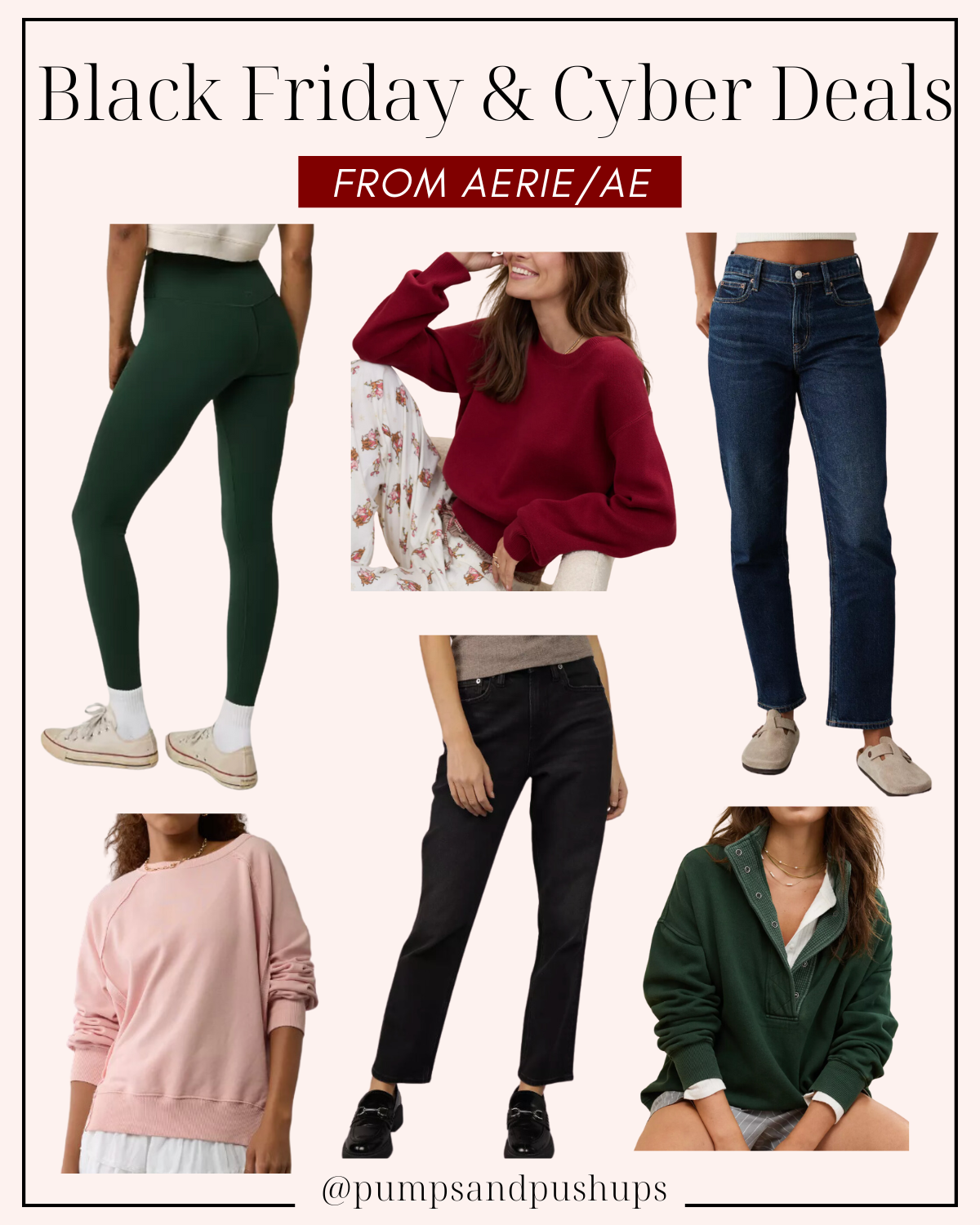 Aerie and AE black friday sale picks via pumps and push-ups blog | petite friendly activewear | black friday sale picks 