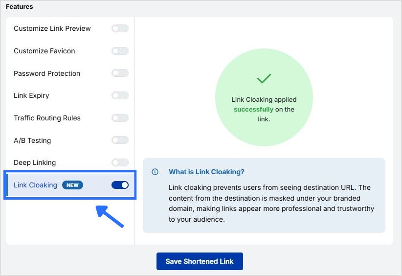Enable link cloaking