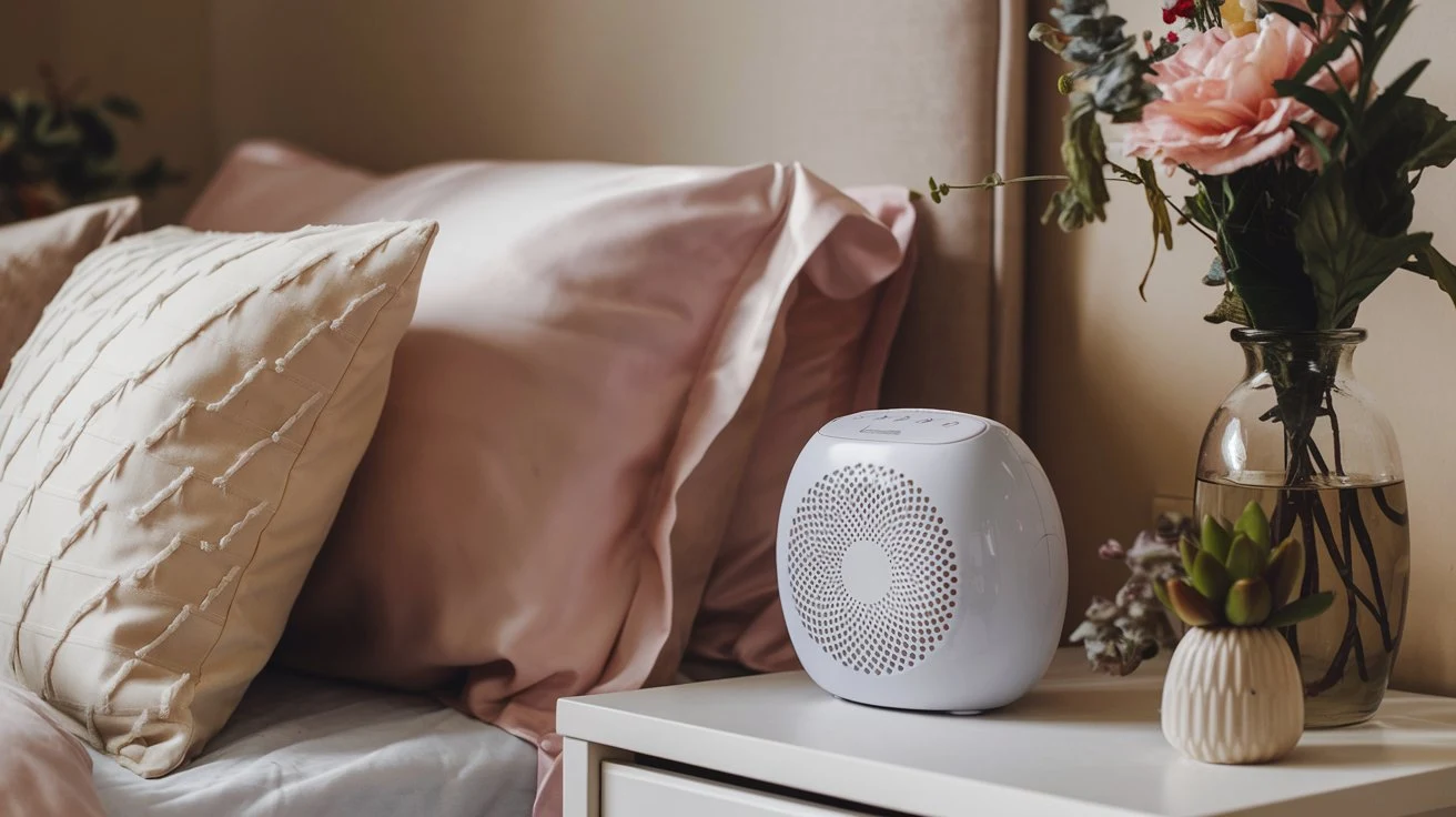  sleep environment with a white noise machine or soothing music playing to enhance relaxation.