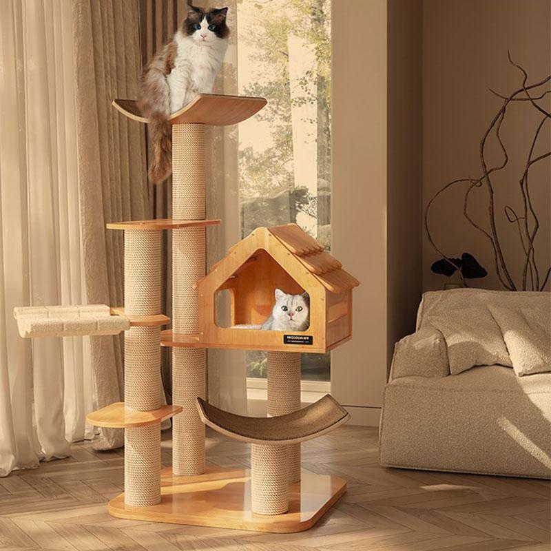 Wooden House Large Cat Climbing Tower (16)