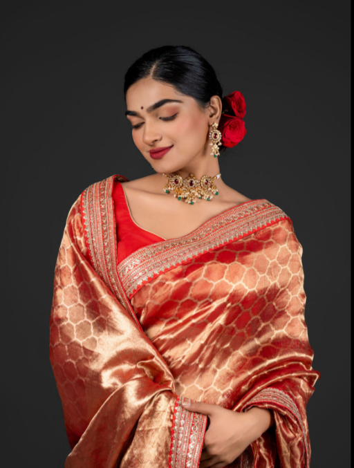 Karwa Chauth Red Saree at Mirra Clothing