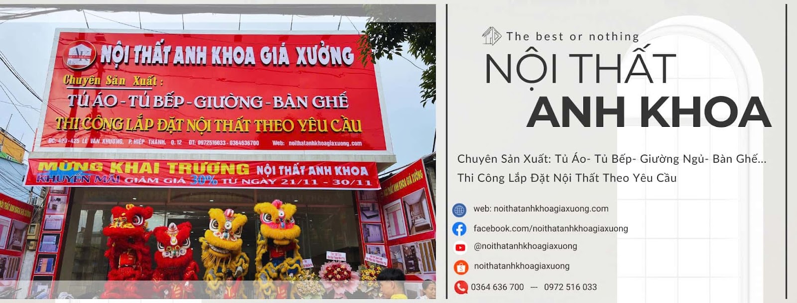 Thông tin liện hệ cửa hàng Nội Thất Anh Khoa Giá Xưởng