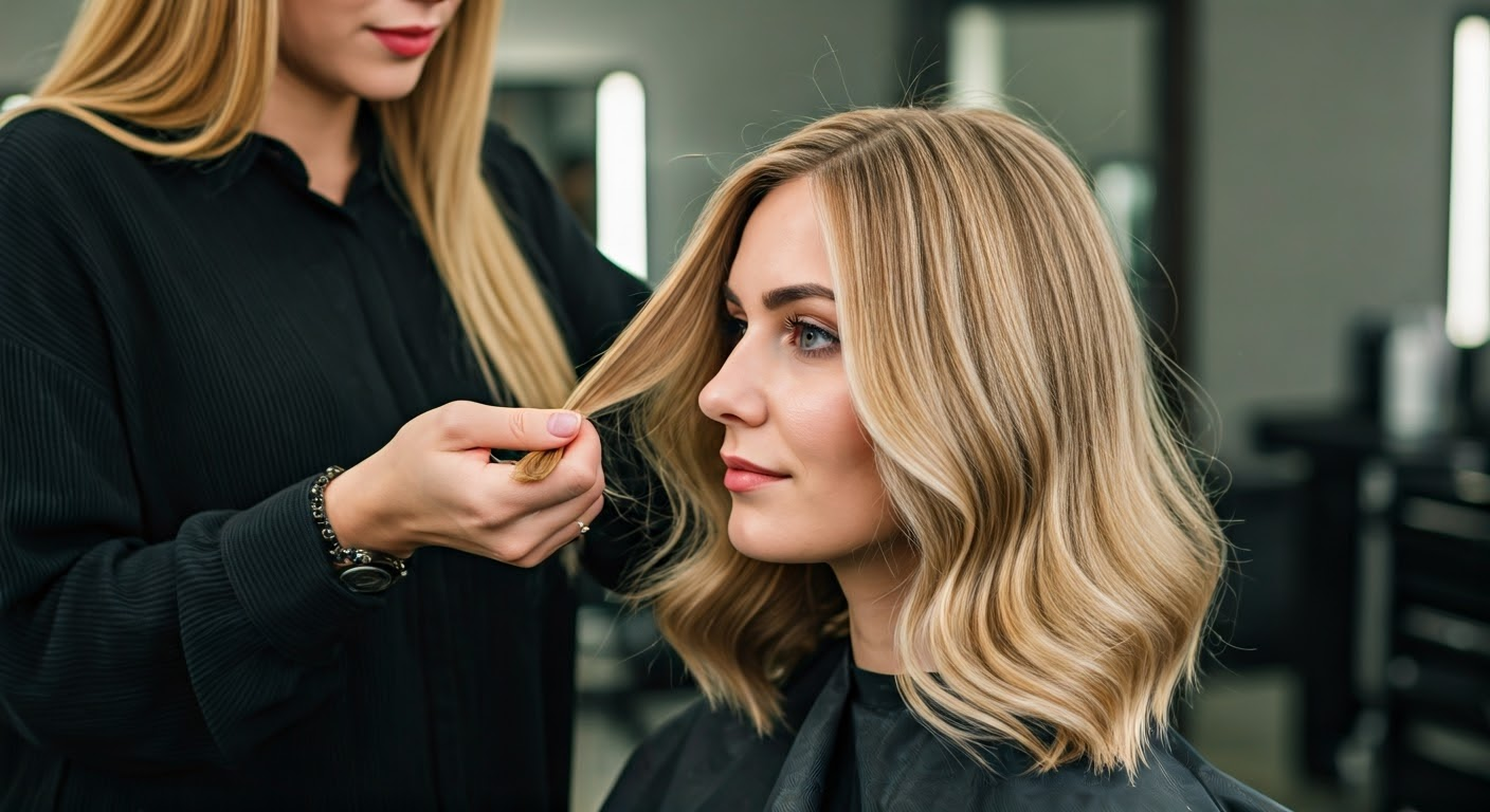 Hairdresser applying balayage technique