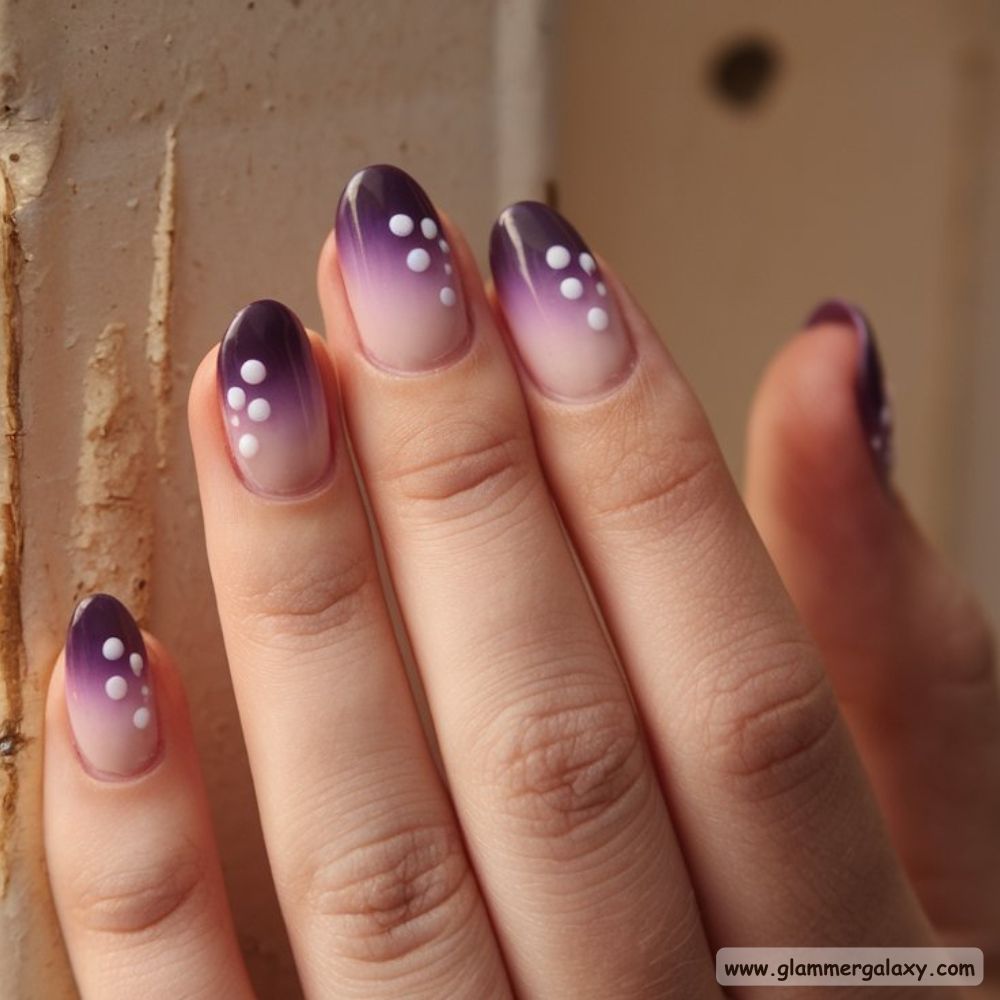 Purple Fall Nails having Dual-Tone Dark & Light Purple
