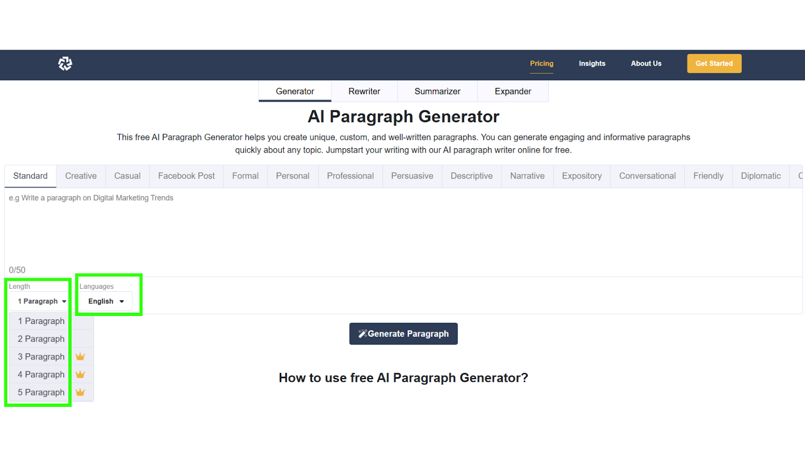  AI paragraph generator