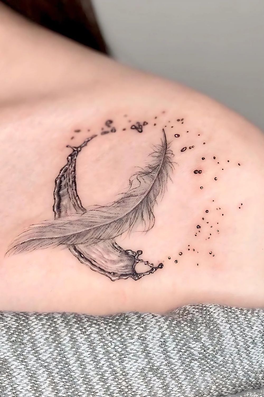 Feather Front Shoulder Tattoo