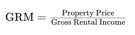 Gross rent multiplier formula, an important calculation for a rental property analysis.