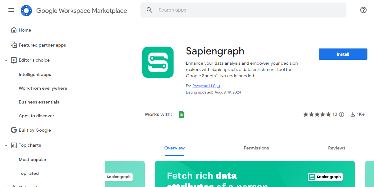 Sapiengraph on Google Workspace Marketplace