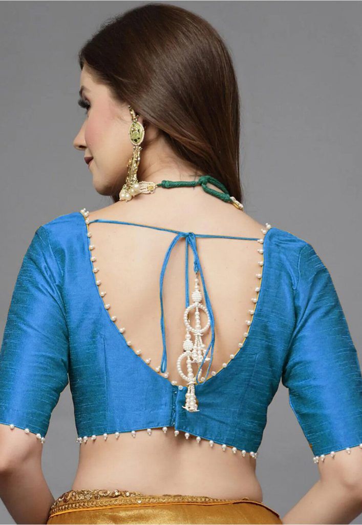 Pearl Back Neck Latest Blouse Design