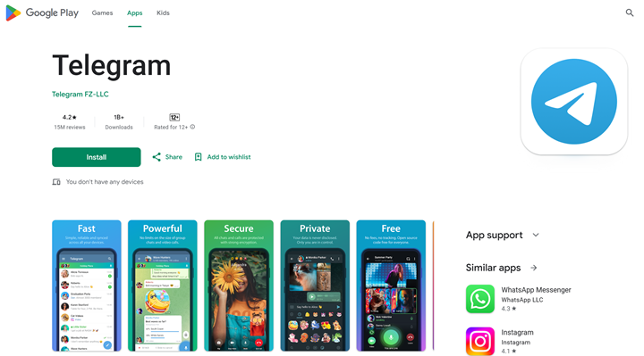 search for Telegram and download the app