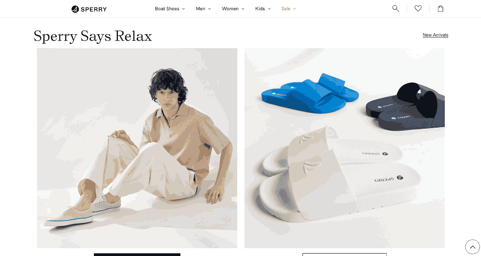 A screenshot of Sperry homepage as one of the fashion brands looking for influencers