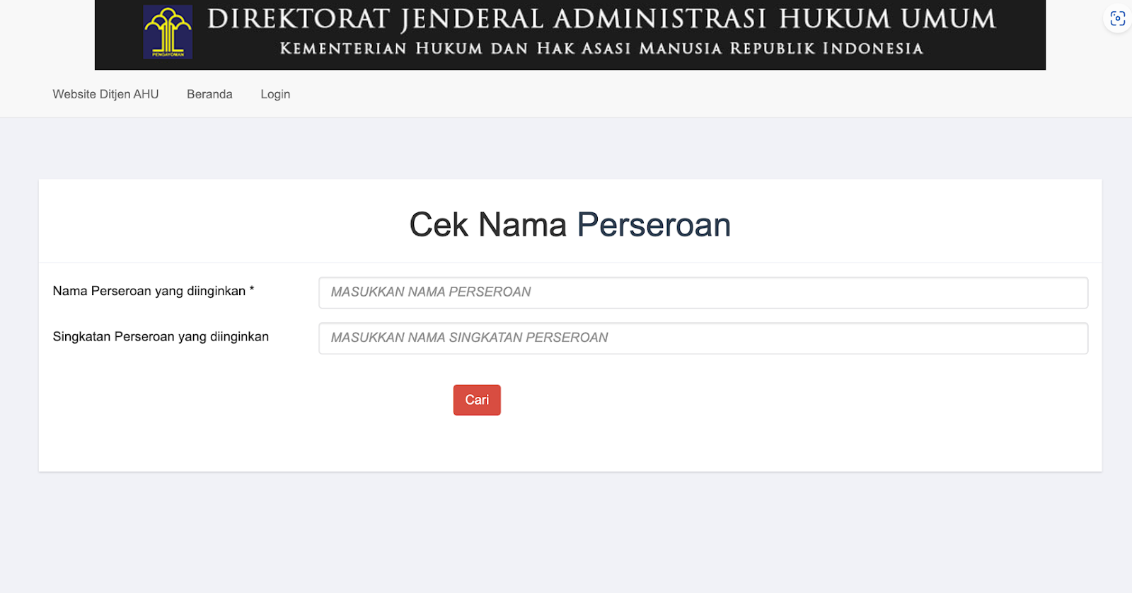 cek nama perseroan