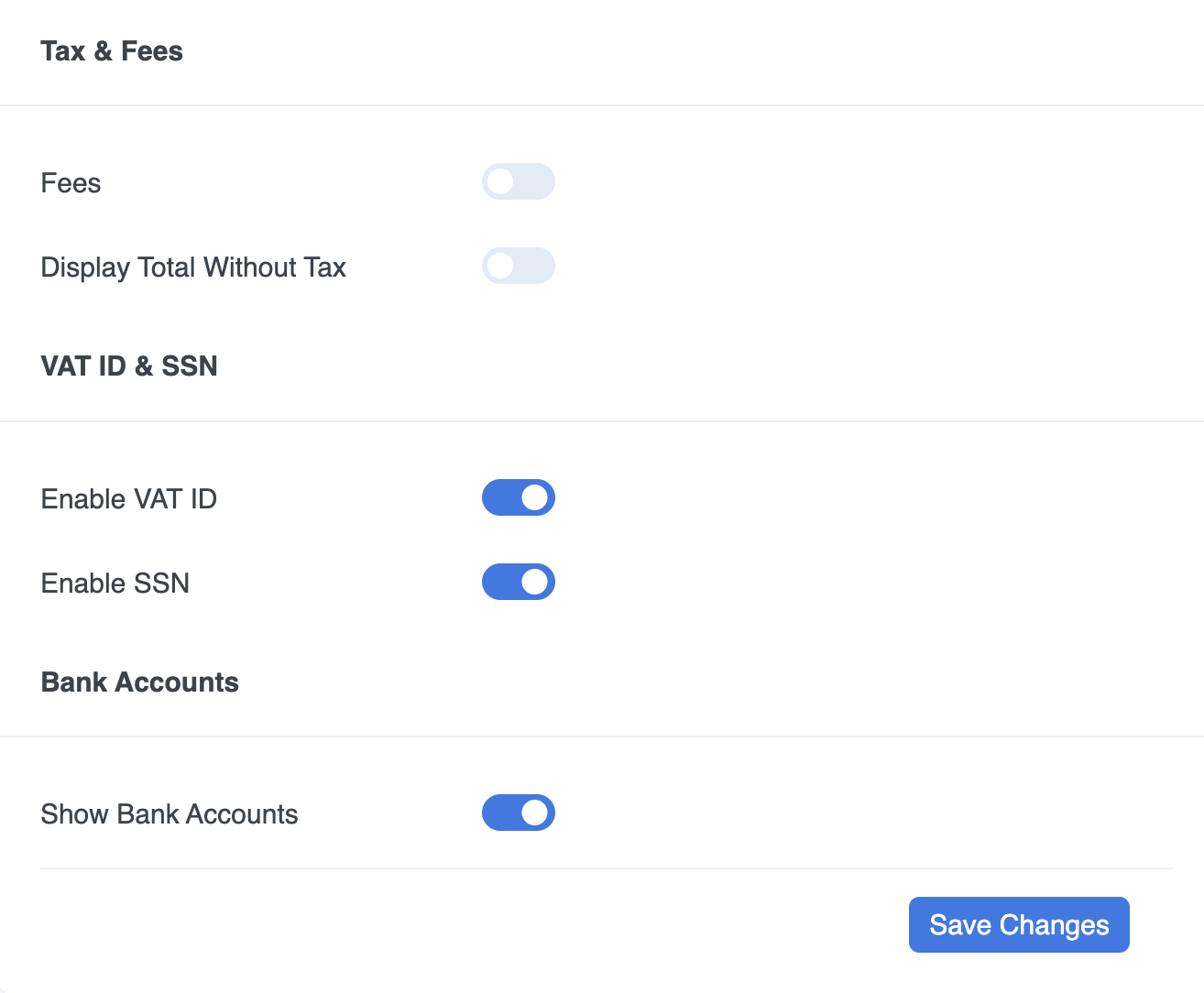 Adding Tax, VAT, SSN, discount amount and bank im