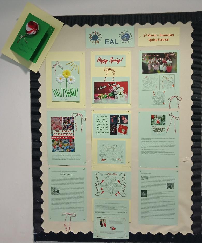 A bulletin board with pictures and notesDescription automatically generated