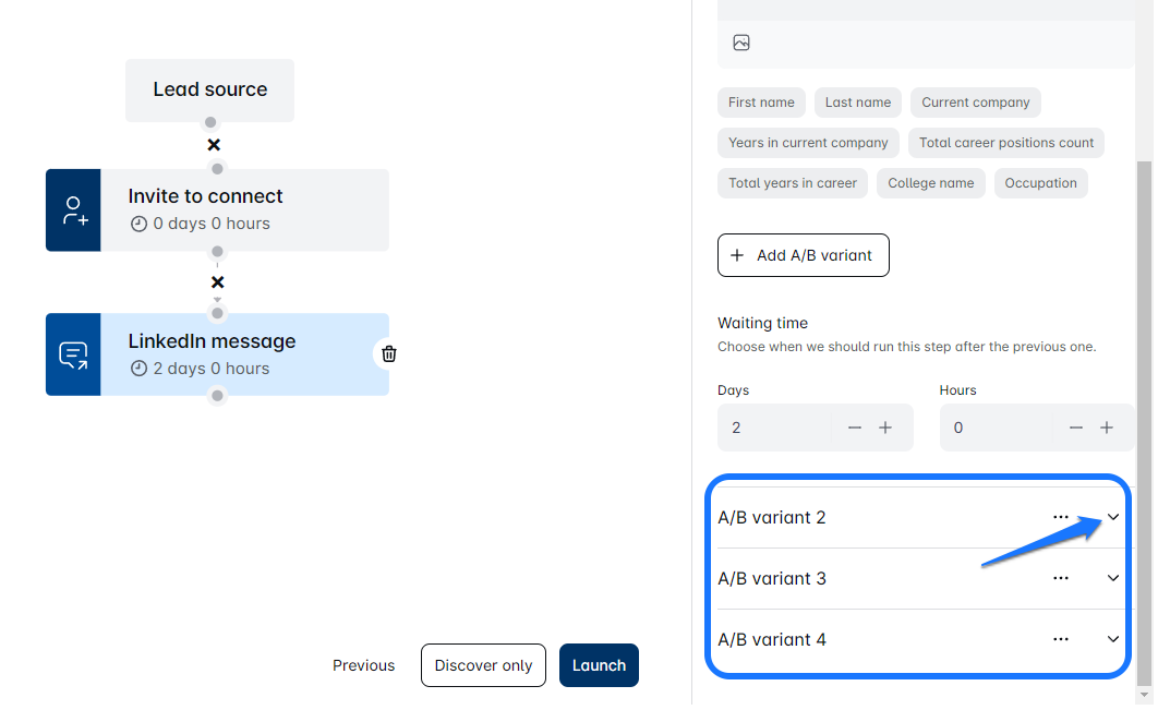 linkedin sales strategy campaign a/b test leadin