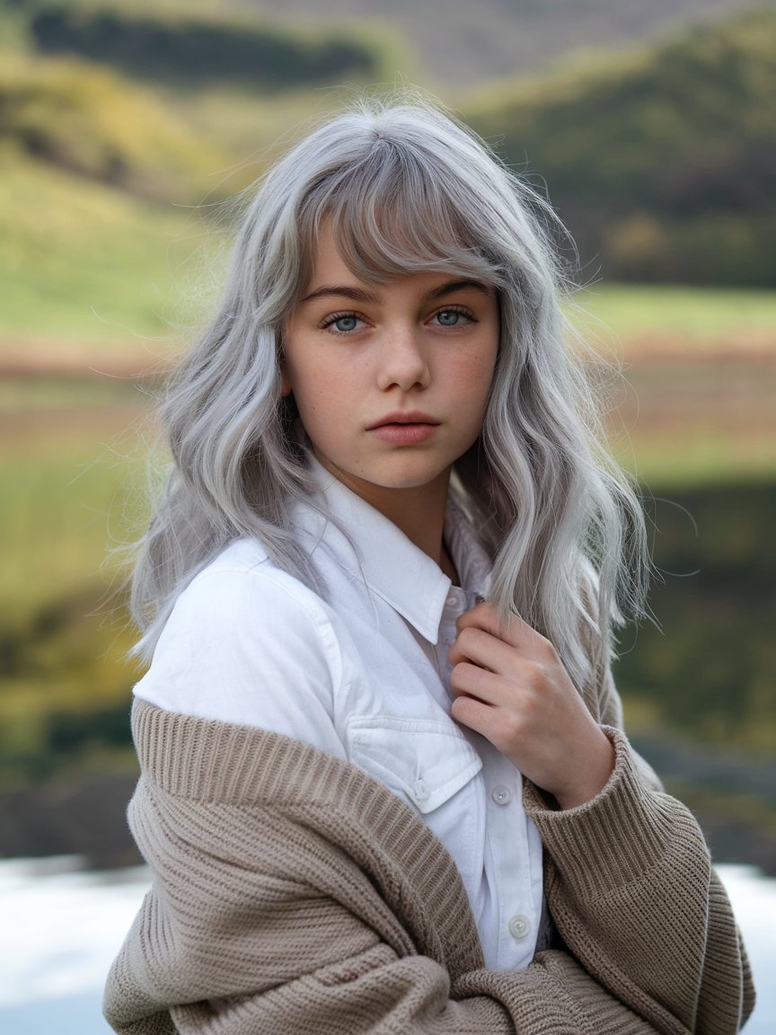 7. Silver Waves with Bangs