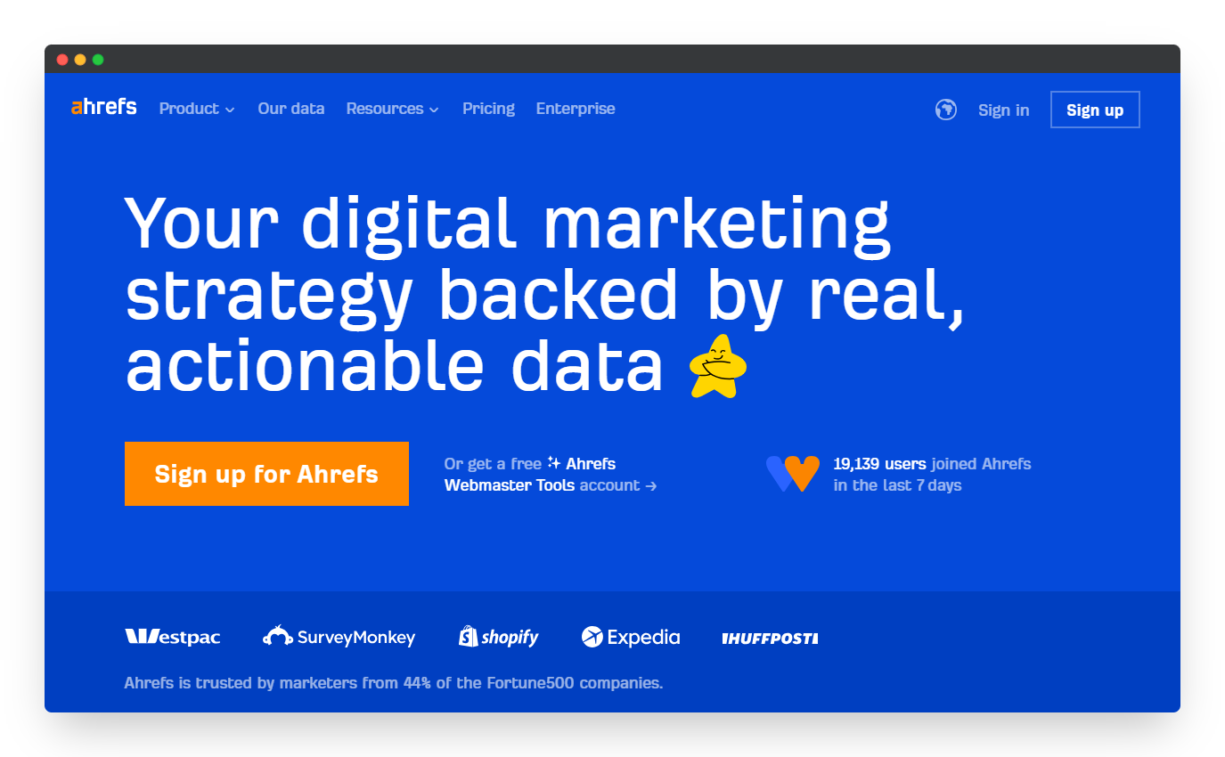 Ahrefs homepage