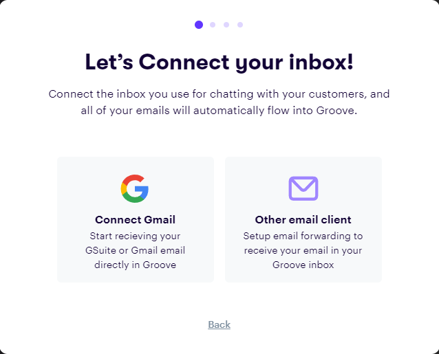 Gmail automatically connects to Groove to begin funnelling tickets into your help desk.